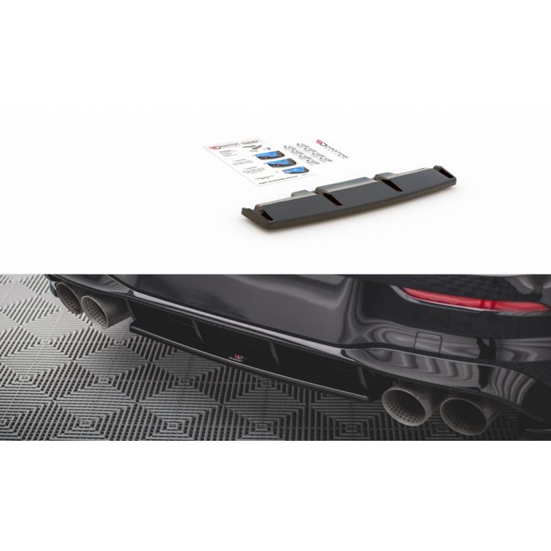 CENTRAL REAR SPLITTER FOR VOLKSWAGEN GOLF R MK8 GLOSS BLACK