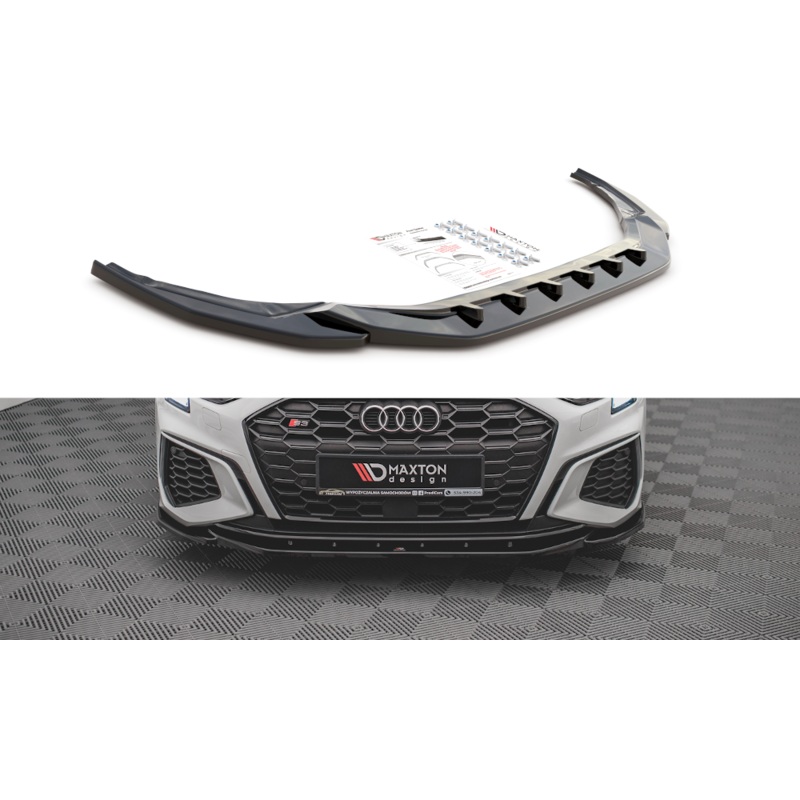 FRONT SPLITTER V.4 AUDI S3 / A3 S-LINE 8Y GLOSS BLACK