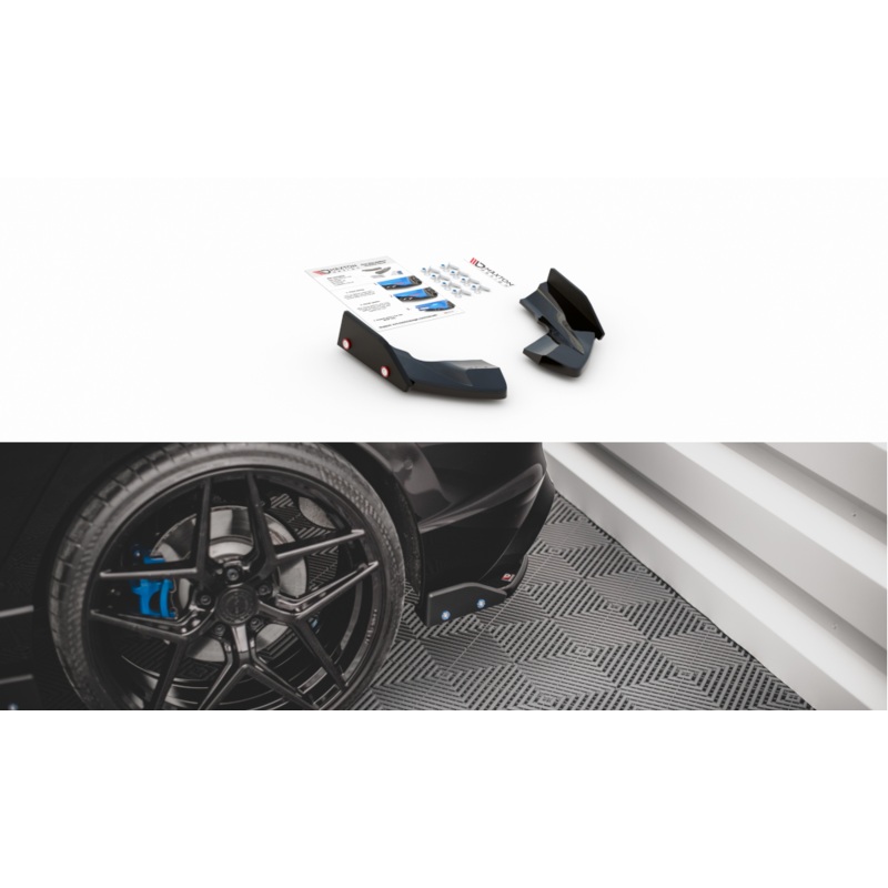 REAR SIDE SPLITTERS + FLAPS V.2 VOLKSWAGEN GOLF R MK8 GLOSS BLACK