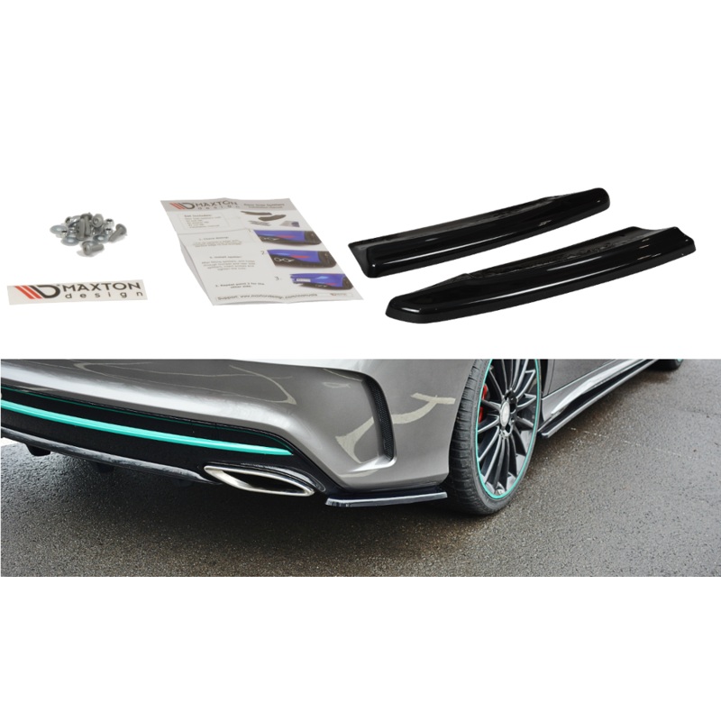 REAR SIDE SPLITTERS MERCEDES-BENZ CLA C117 AMG-LINE FACELIFT GLOSS BLACK