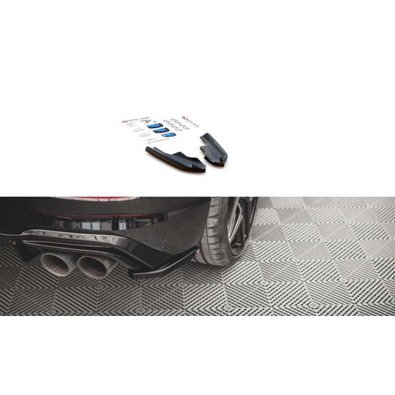 REAR SIDE SPLITTERS V.4 FOR VOLKSWAGEN GOLF R MK8 (SET FOR MAXTON VALANCE V.2) GLOSS BLACK