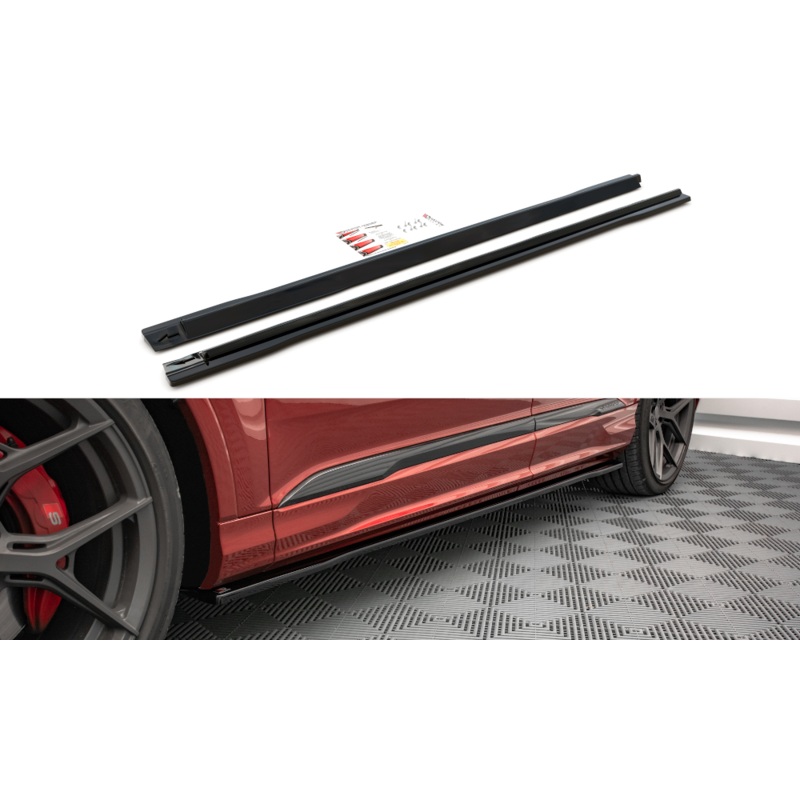SIDE SKIRTS DIFFUSERS AUDI SQ7 /Q7 S-LINE MK2 (4M) FACELIFT GLOSS BLACK
