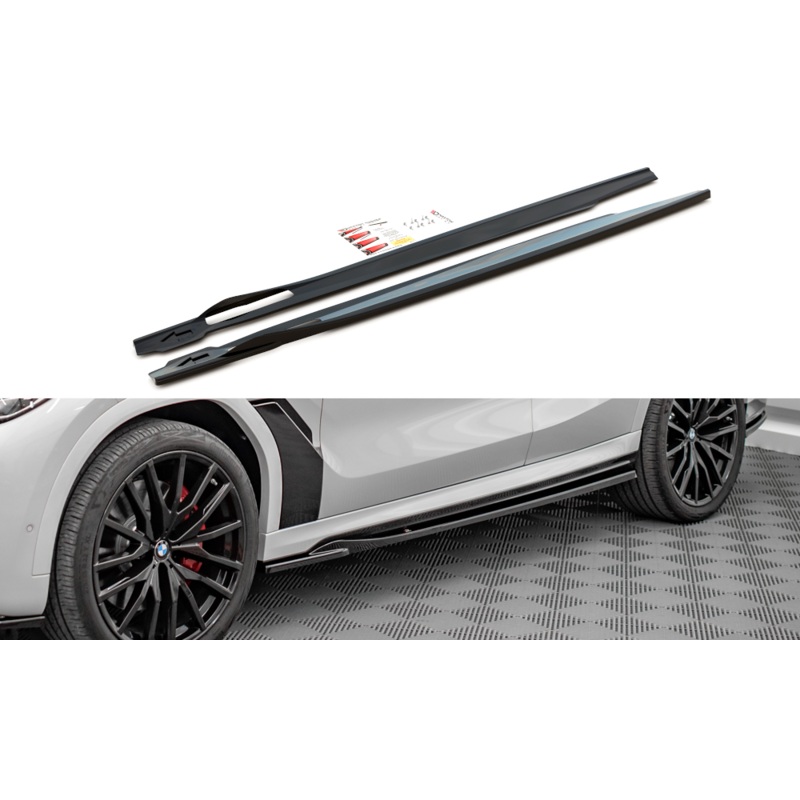 SIDE SKIRTS DIFFUSERS BMW X6 M-PACK G06 GLOSS BLACK