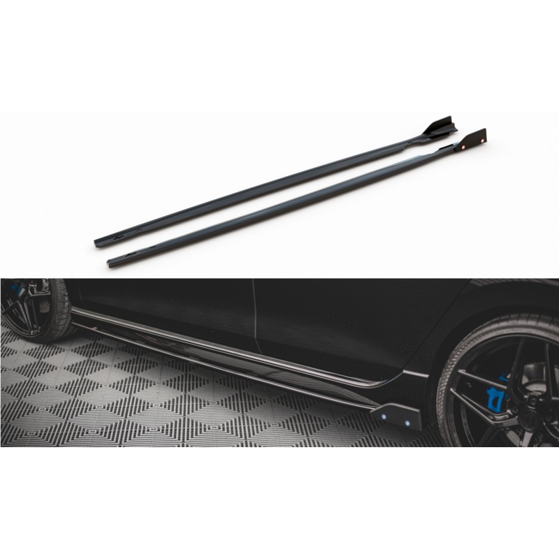 SIDE SKIRTS DIFFUSERS + FLAPS V.2 VOLKSWAGEN GOLF R MK8 GLOSS BLACK