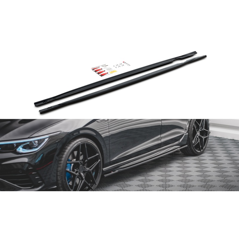 SIDE SKIRTS DIFFUSERS V.1 VOLKSWAGEN GOLF R MK8 GLOSS BLACK
