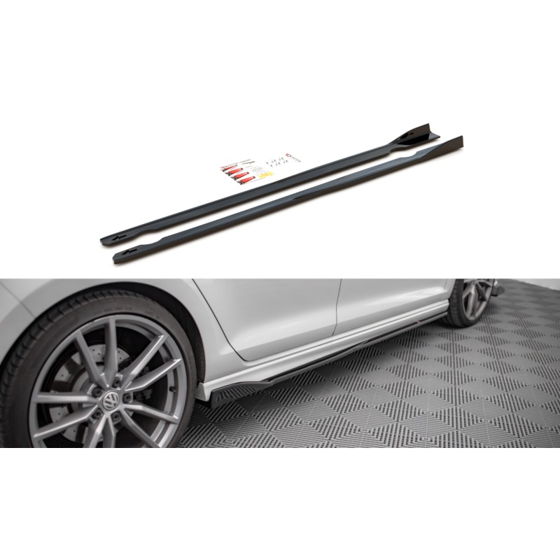 SIDE SKIRTS DIFFUSERS V.2 VOLKSWAGEN GOLF R MK7 GLOSS BLACK
