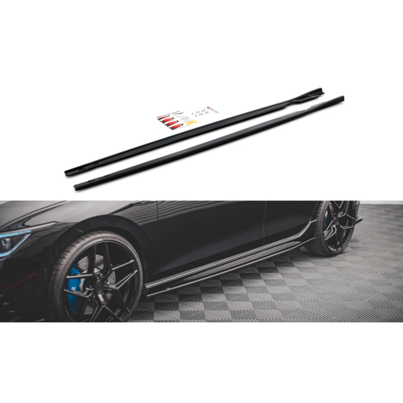 SIDE SKIRTS DIFFUSERS V.2 VOLKSWAGEN GOLF R MK8 GLOSS BLACK