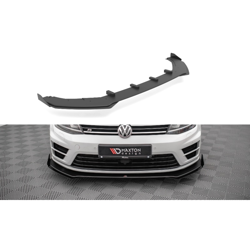 STREET PRO FRONT SPLITTER V.1 + FLAPS VOLKSWAGEN GOLF R MK7 BLACK + GLOSS FLAPS