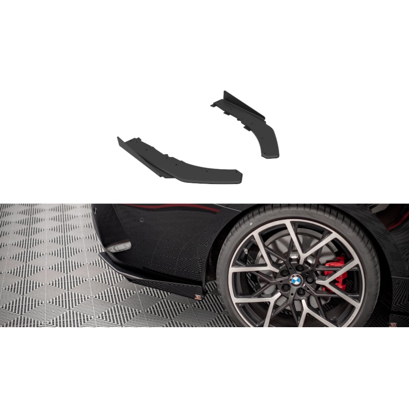STREET PRO REAR SIDE SPLITTERS + FLAPS BMW 4 M-PACK G22 BLACK + GLOSS FLAPS