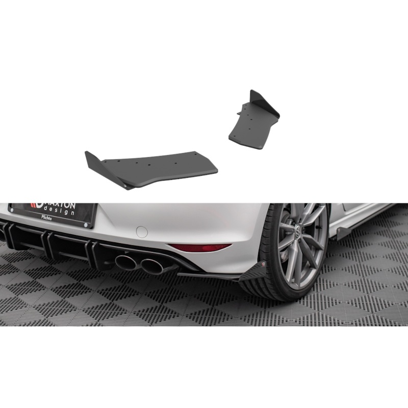 STREET PRO REAR SIDE SPLITTERS + FLAPS VOLKSWAGEN GOLF R MK7 BLACK + GLOSS FLAPS