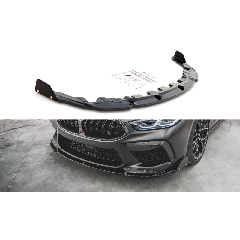 FRONT SPLITTER + FLAPS V.1 BMW M8 GRAN COUPE F93 / COUPE F92 GLOSS BLACK