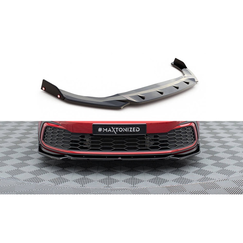 FRONT SPLITTER + FLAPS V.2 VOLKSWAGEN GOLF 8 GTI / R-LINE GLOSS BLACK