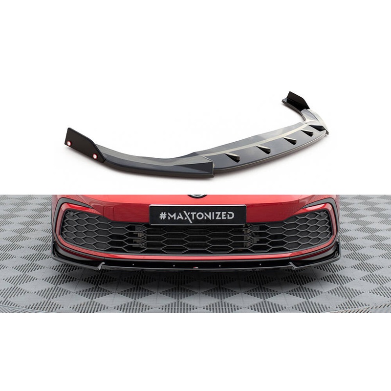 FRONT SPLITTER + FLAPS V.3 VOLKSWAGEN GOLF 8 GTI / R-LINE GLOSS BLACK