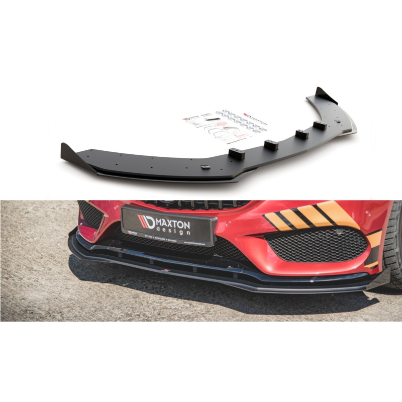 RACING DURABILITY FRONT SPLITTER + FLAPS MERCEDES - AMG C43 COUPE C205 BLACK + GLOSS FLAPS