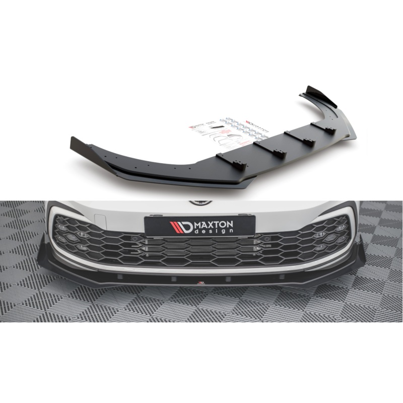 RACING DURABILITY FRONT SPLITTER + FLAPS VOLKSWAGEN GOLF 8 GTI / R-LINE BLACK + GLOSS FLAPS