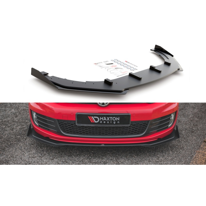 RACING DURABILITY FRONT SPLITTER V.3 + FLAPS VOLKSWAGEN GOLF GTI MK6 BLACK + GLOSS FLAPS