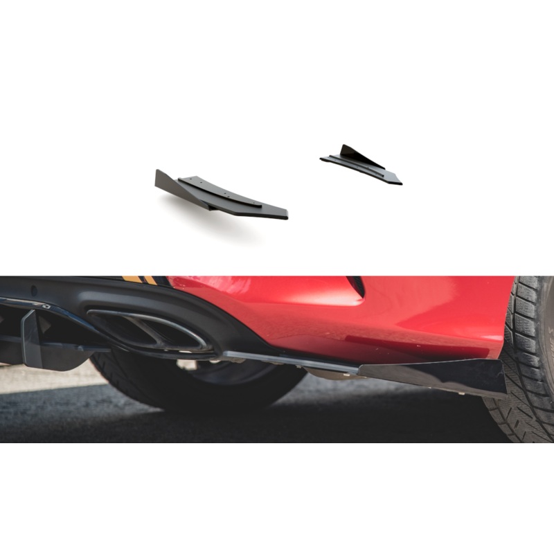 RACING DURABILITY REAR SIDE SPLITTERS + FLAPS MERCEDES-AMG C43 COUPE C205 BLACK + GLOSS FLAPS