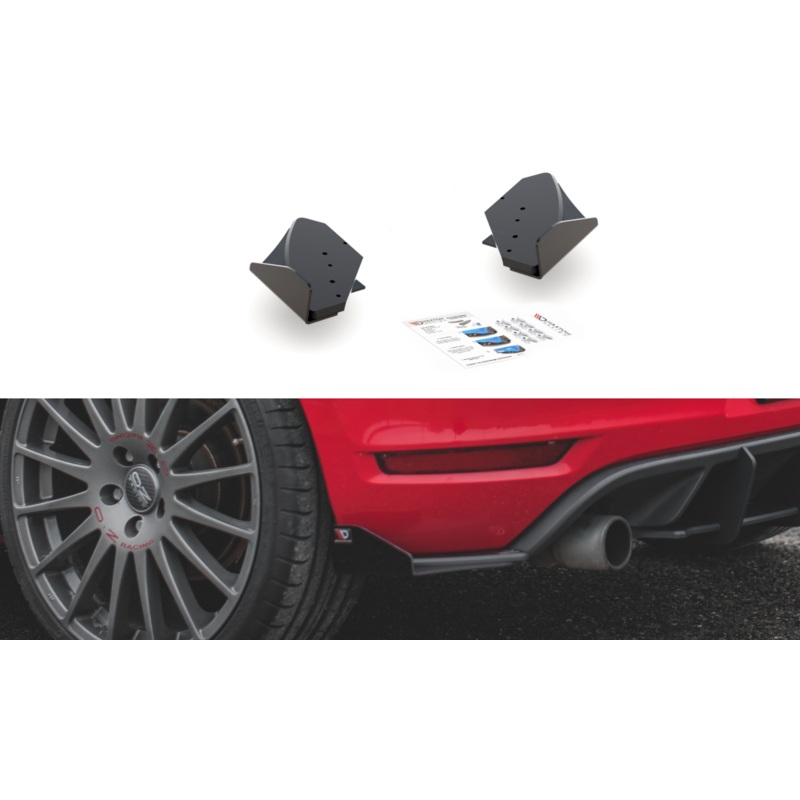 RACING DURABILITY REAR SIDE SPLITTERS + FLAPS VOLKSWAGEN GOLF GTI MK6 BLACK + GLOSS FLAPS