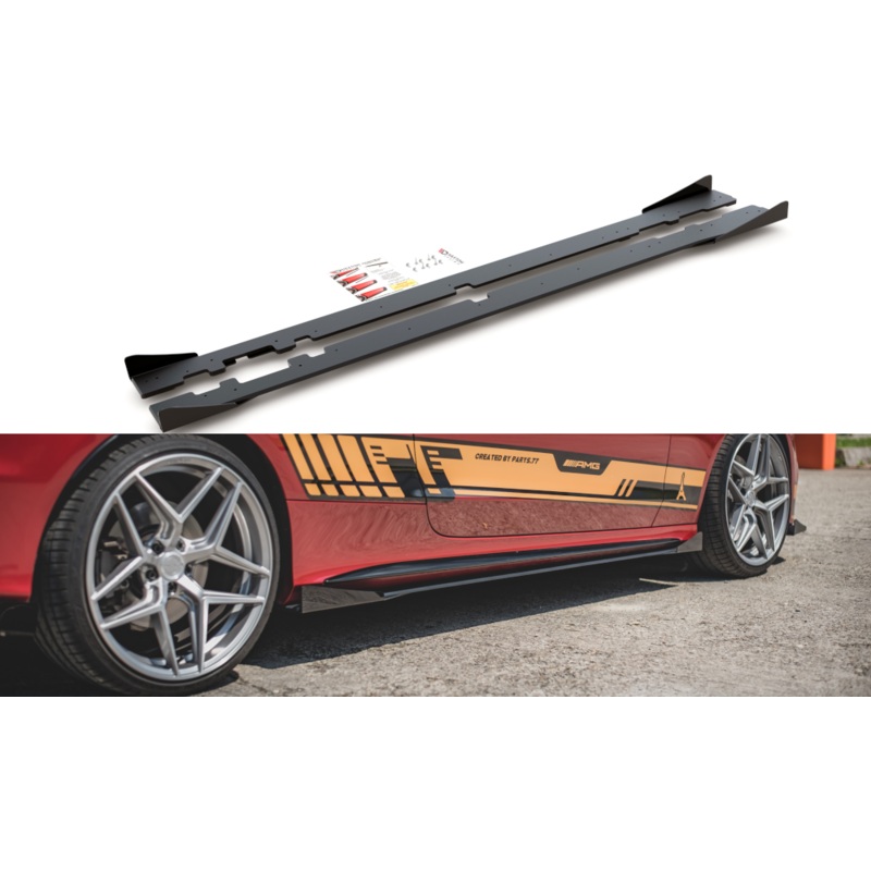RACING DURABILITY SIDE SKIRTS DIFFUSERS + FLAPS MERCEDES-AMG C43 COUPE C205 BLACK + GLOSS FLAPS