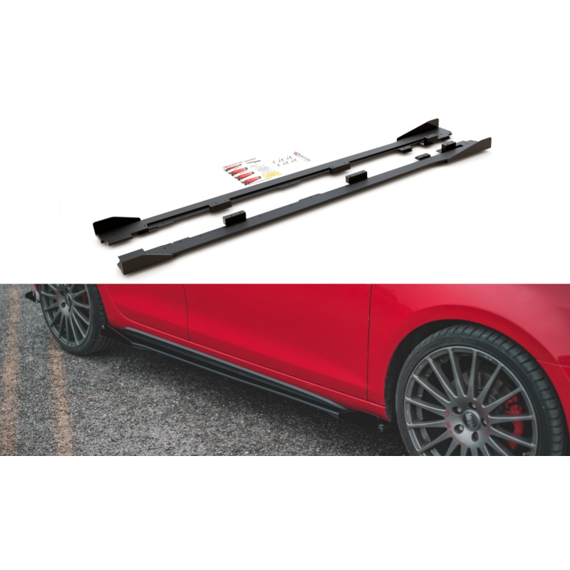RACING DURABILITY SIDE SKIRTS DIFFUSERS + FLAPS VOLKSWAGEN GOLF GTI MK6 BLACK + GLOSS FLAPS