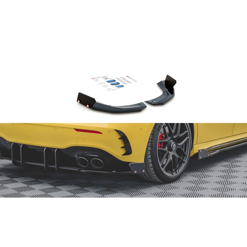 REAR SIDE SPLITTERS + FLAPS V.2 MERCEDES-AMG A45 S GLOSS BLACK
