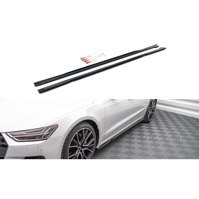 SIDE SKIRTS DIFFUSERS AUDI A7 C8 GLOSS BLACK