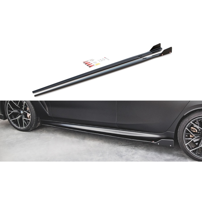 SIDE SKIRTS DIFFUSERS + FLAPS V.1 BMW M8 GRAN COUPE F93 GLOSS BLACK