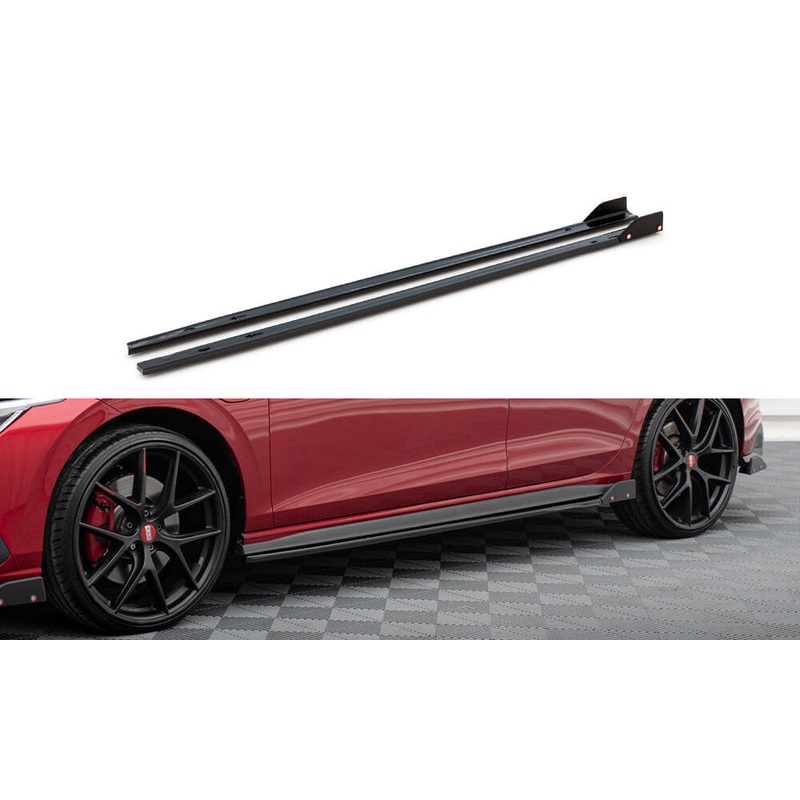 SIDE SKIRTS DIFFUSERS + FLAPS V.2 VOLKSWAGEN GOLF 8 GTI / GTI CLUBSPORT / R-LINE GLOSS BLACK
