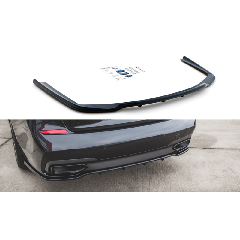 CENTRAL REAR SPLITTER (WITH VERTICAL BARS) FOR BMW 7 M-PACK G11 GLOSS BLACK