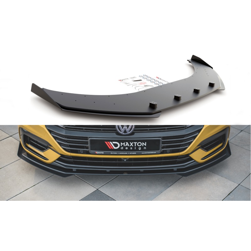 RACING DURABILITY FRONT SPLITTER + FLAPS VOLKSWAGEN ARTEON R-LINE BLACK + GLOSS FLAPS