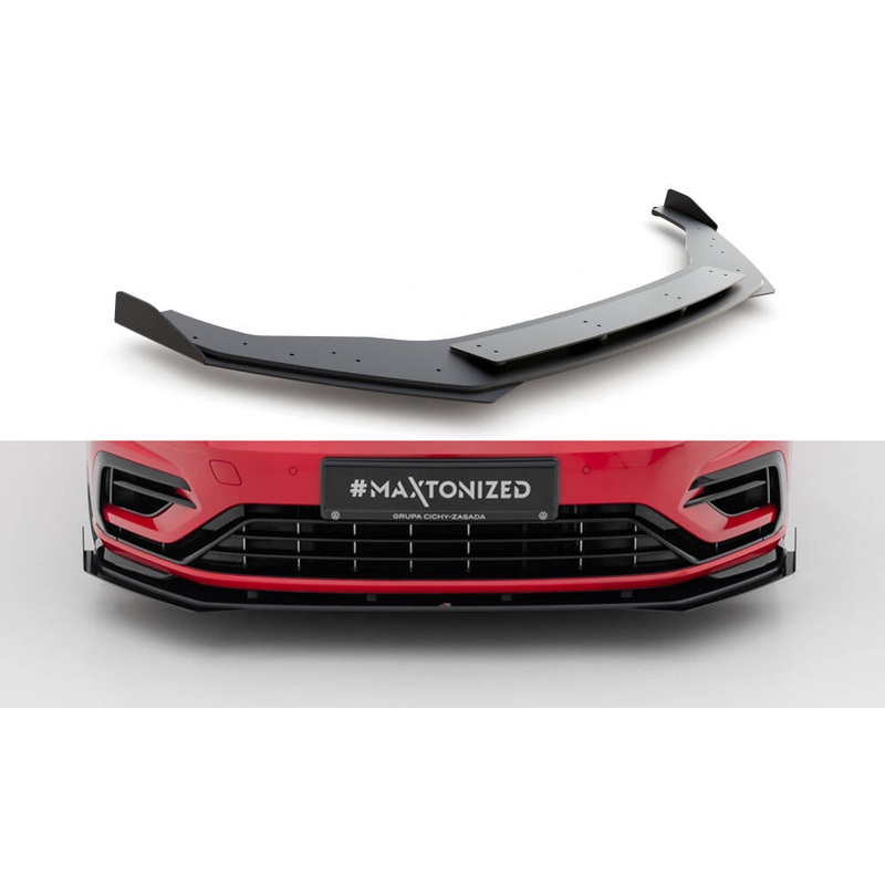 RACING DURABILITY FRONT SPLITTER + FLAPS VW GOLF 7 R FACELIFT BLACK + GLOSS FLAPS