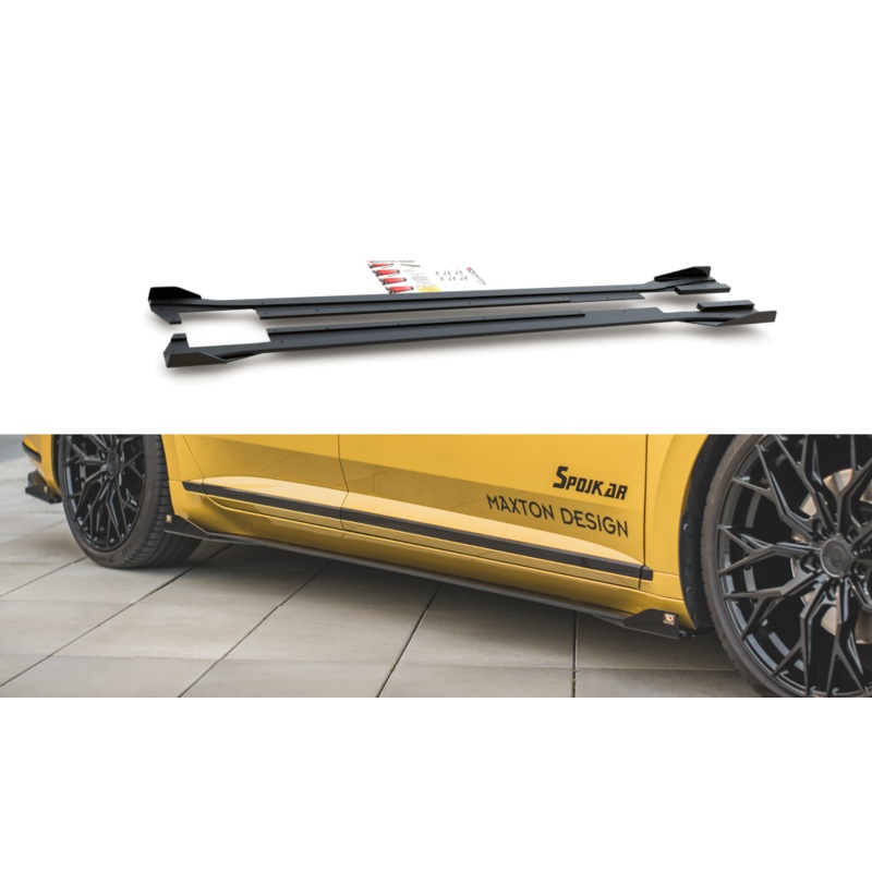 RACING DURABILITY SIDE SKIRTS DIFFUSERS + FLAPS VOLKSWAGEN ARTEON R-LINE BLACK + GLOSS FLAPS