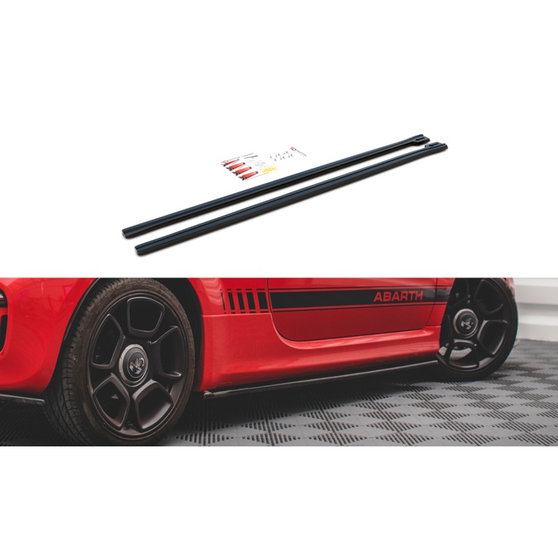 SIDE SKIRTS DIFFUSERS FIAT 500 ABARTH MK1 FACELIFT GLOSS BLACK