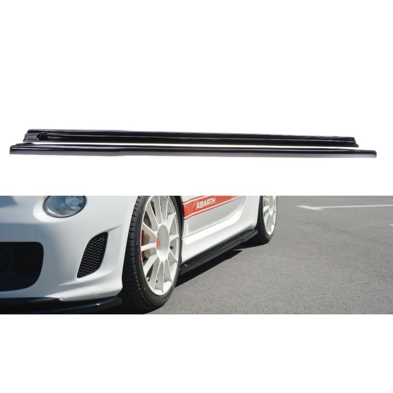 SIDE SKIRTS DIFFUSERS FIAT 500 ABARTH MK1 GLOSS BLACK