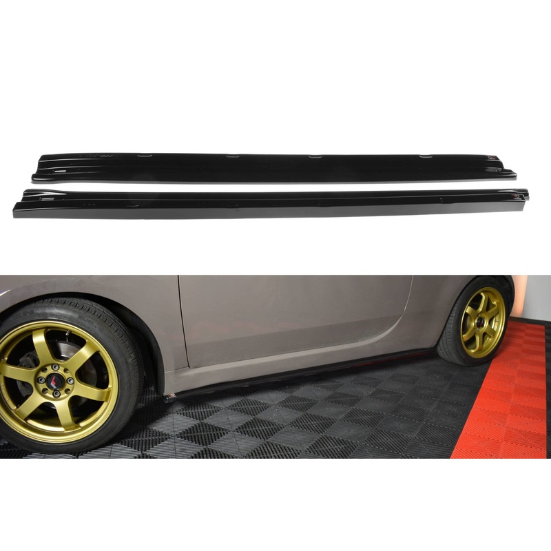 SIDE SKIRTS DIFFUSERS FIAT 500 HATCHBACK PREFACE GLOSS BLACK