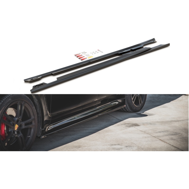 SIDE SKIRTS DIFFUSERS V.1 PORSCHE PANAMERA TURBO 970 FACELIFT GLOSS BLACK