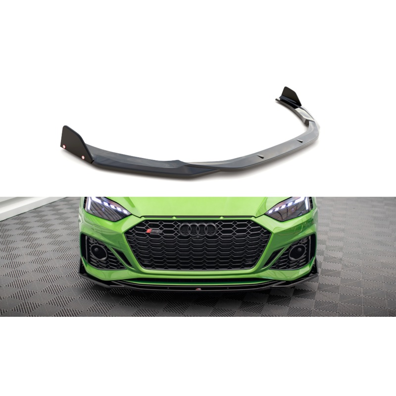 FRONT SPLITTER + FLAPS V.1 AUDI RS5 F5 FACELIFT GLOSS BLACK