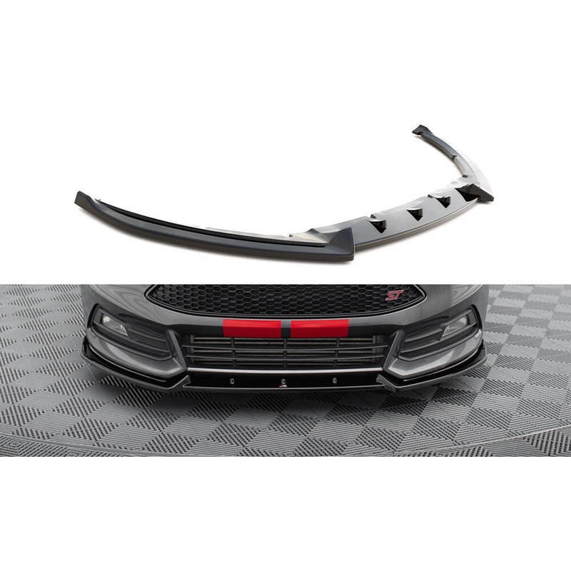 FRONT SPLITTER V.4 FORD FOCUS ST MK3 FACELIFT GLOSS BLACK