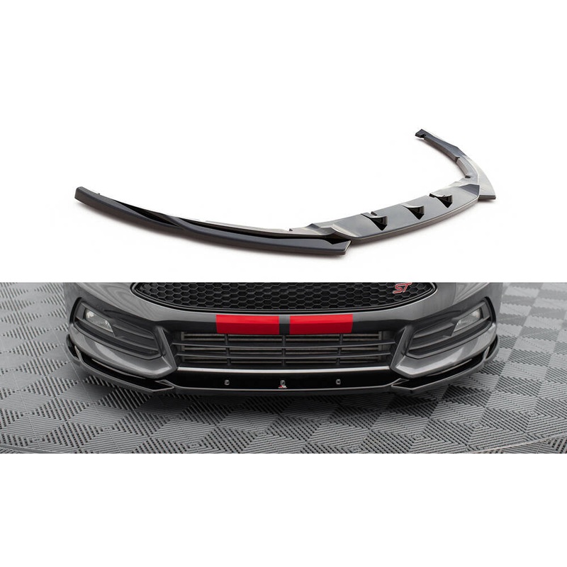 FRONT SPLITTER V.5 FORD FOCUS ST MK3 FACELIFT GLOSS BLACK