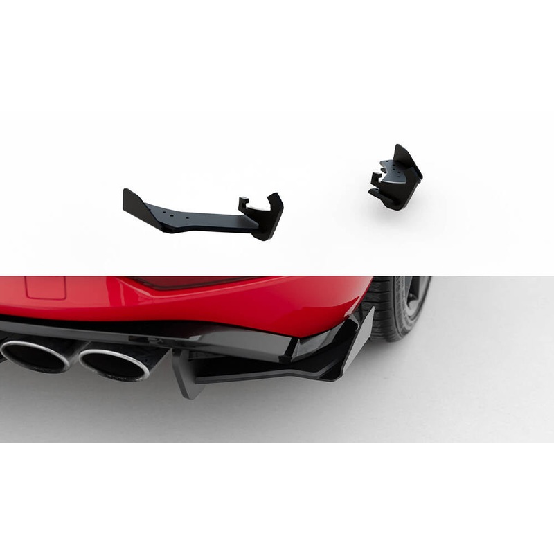 RACING DURABILITY REAR SIDE SPLITTERS + FLAPS VW GOLF 7 R FACELIFT BLACK + GLOSS FLAPS
