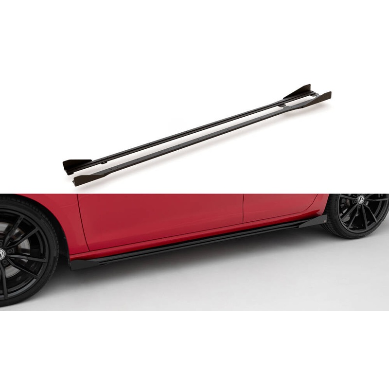 RACING DURABILITY SIDE SKIRTS DIFFUSERS + FLAPS VW GOLF 7 R FACELIFT BLACK + GLOSS FLAPS