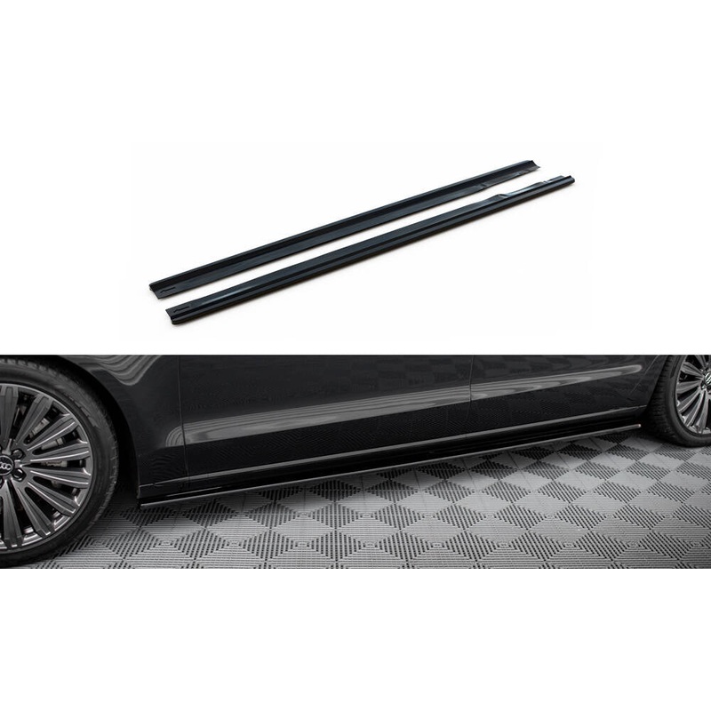 SIDE SKIRTS DIFFUSERS AUDI A8 LONG D4 GLOSS BLACK