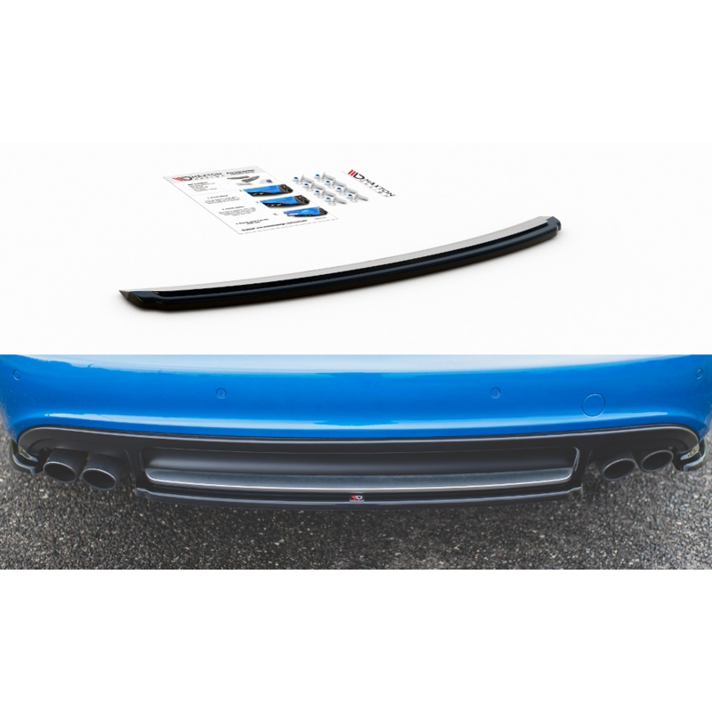 CENTRAL REAR SPLITTER AUDI S4 / A4 S-LINE B8 SEDAN GLOSS BLACK