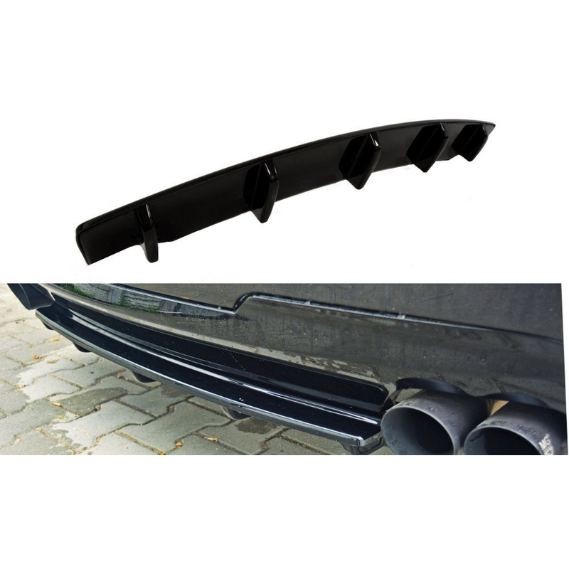 CENTRAL REAR SPLITTER BMW 5 F11 M-PACK (FITS TWO DOUBLE EXHAUST ENDS) GLOSS BLACK