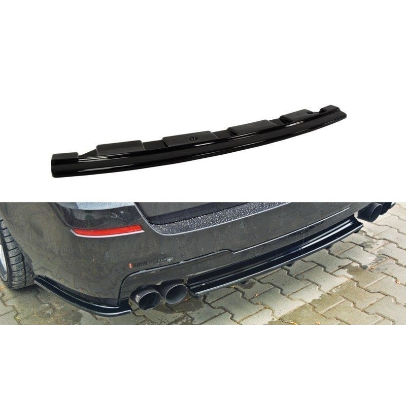 CENTRAL REAR SPLITTER BMW 5 F11 M-PACK - WITHOUT VERTICAL BARS (FITS TWO DOUBLE EXHAUST ENDS) GLOSS BLACK