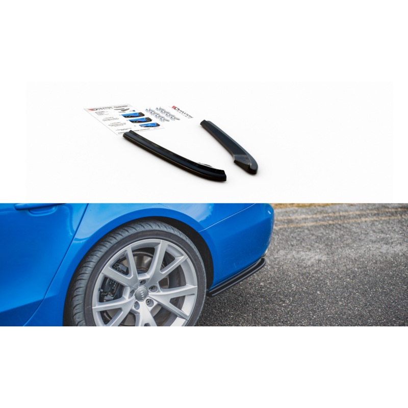 REAR SIDE SPLITTERS AUDI S4 / A4 S-LINE B8 SEDAN GLOSS BLACK