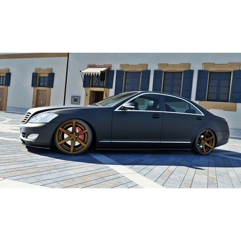 SIDE SKIRTS DIFFUSERS MERCEDES S-CLASS W221 LONG GLOSS BLACK