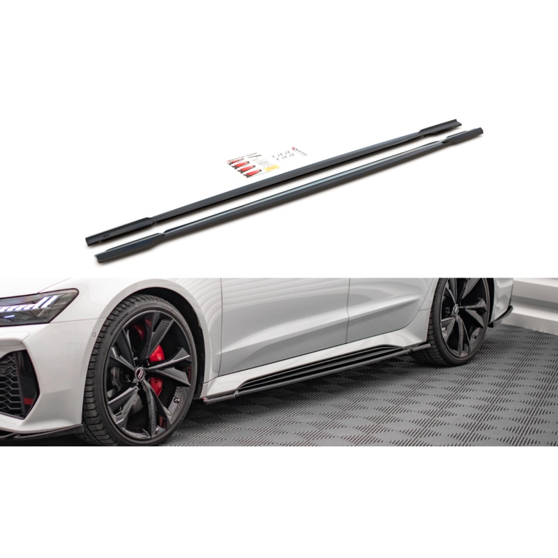 SIDE SKIRTS DIFFUSERS V.1 AUDI RS6 C8 GLOSS BLACK