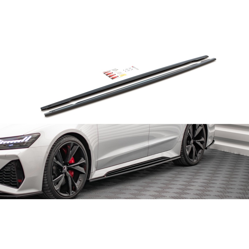 SIDE SKIRTS DIFFUSERS V.2 AUDI RS6 C8 GLOSS BLACK