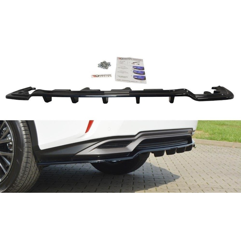 CENTRAL REAR SPLITTER LEXUS RX MK4 H (WITH VERTICAL BARS) GLOSS BLACK